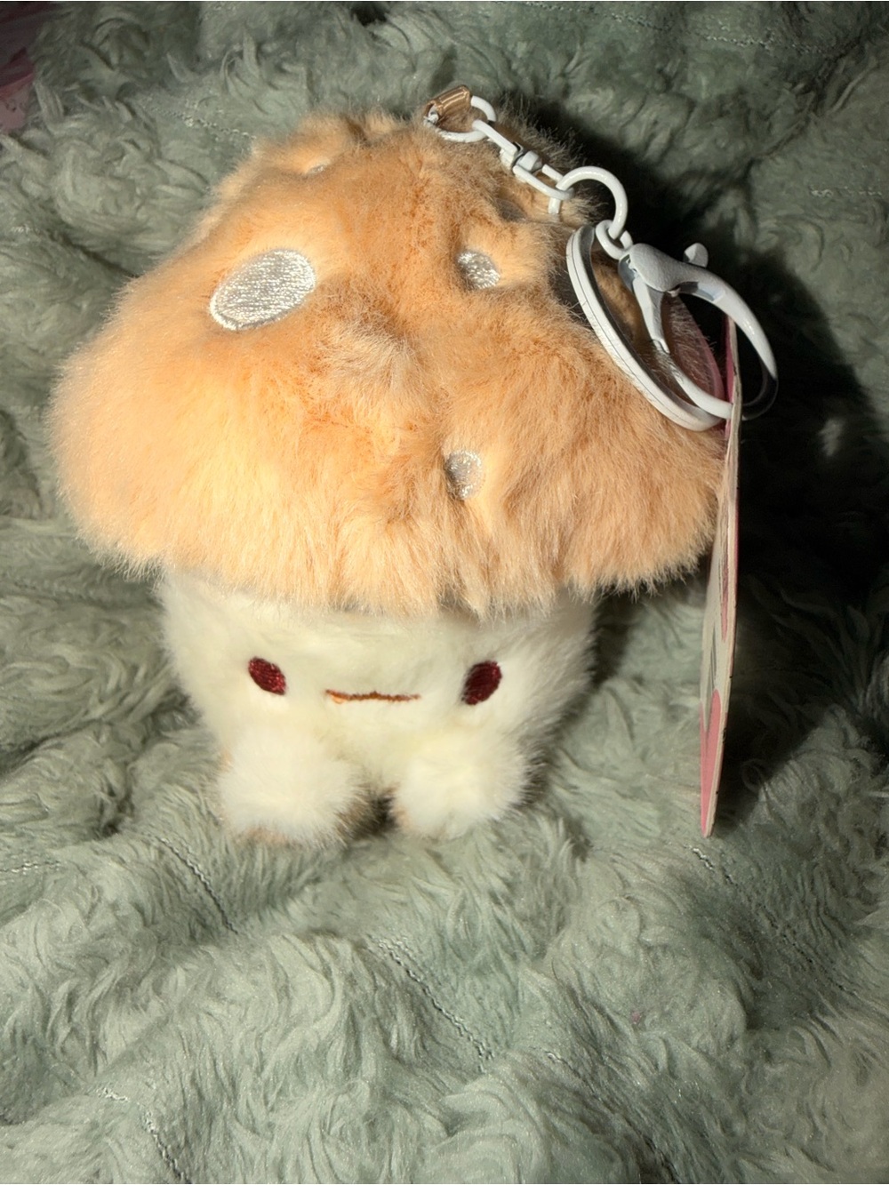 Plush Mushroom Keychain - Cream and Peach Fluffy